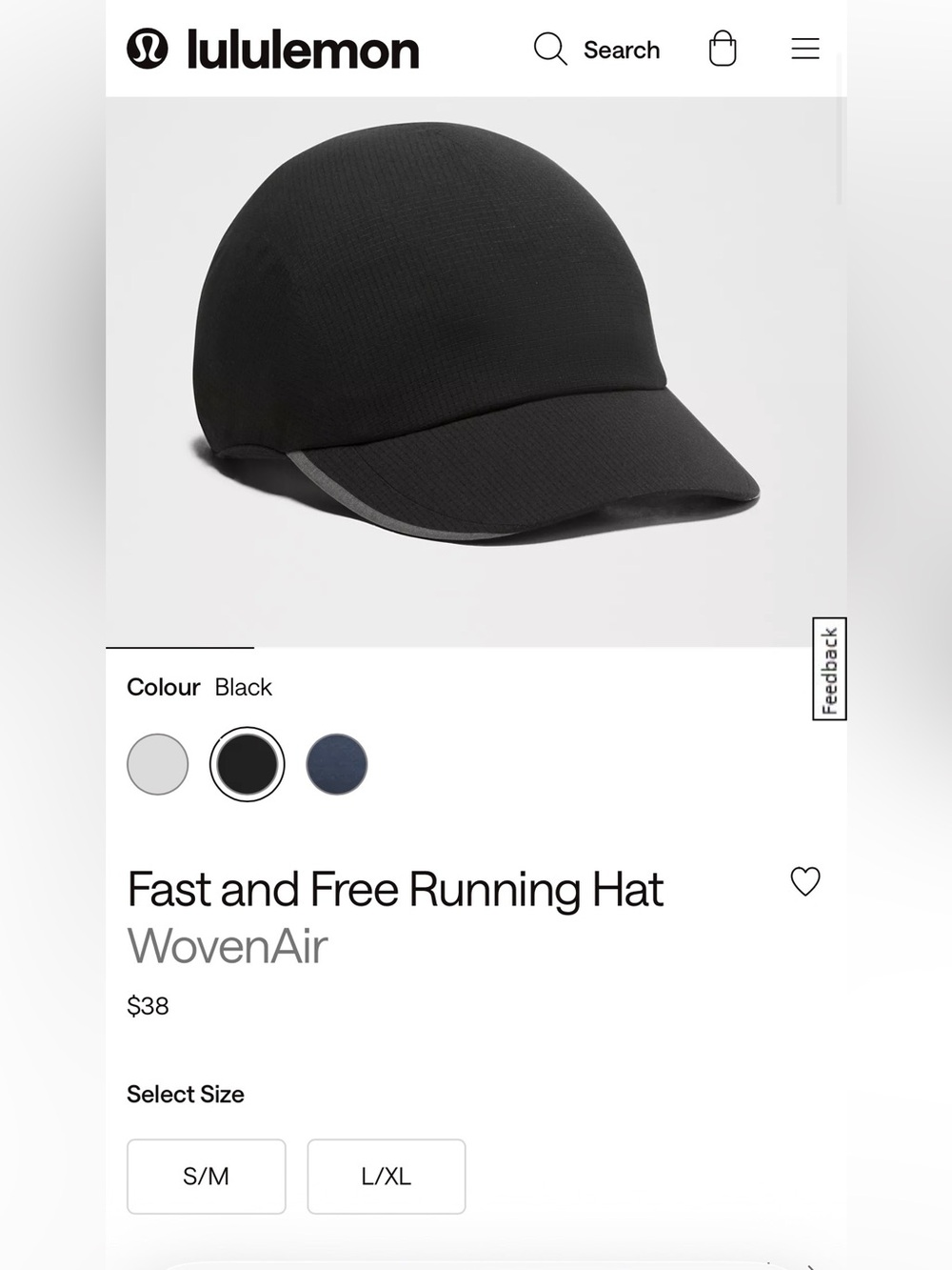 lululemon Fast and Free Running Hat L/XL